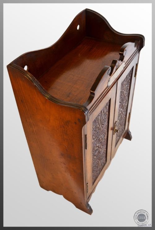fig 3. Antique Edwardian Small Oak Display Specimen Smokers Pipe Cabinet c1902