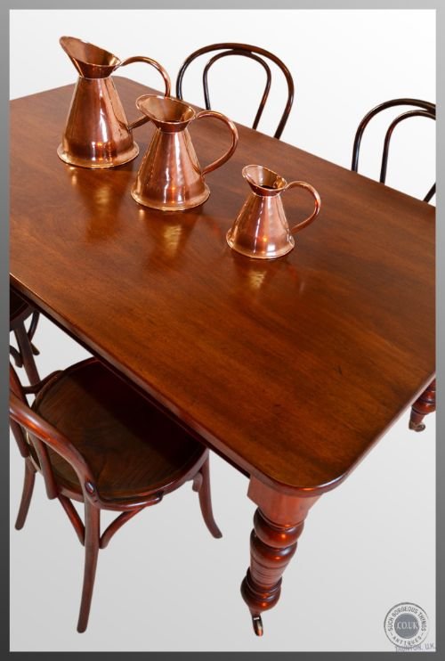 fig 2. Antique Kitchen Dining Table Original Victorian Mahogany 6 Six Seater - c1870
