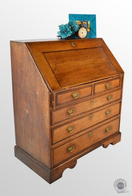 Antique Georgian Bureau Large English Oak Fall Front Writing Desk C1720