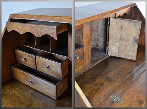 fig 3. Antique Georgian Bureau Large English Oak Fall Front Writing Desk c1720