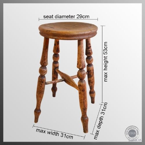 fig 1. Antique Elm Artists Seat Painters Easel Stool c1800