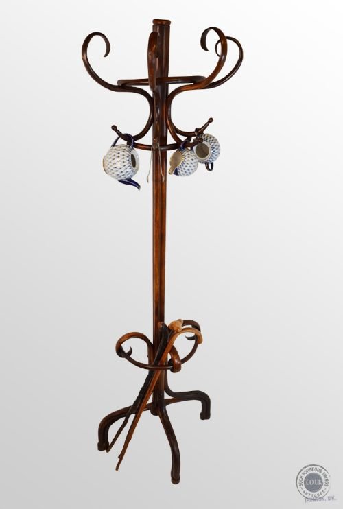 Antique Hall Hat & Stick Stand Coat Rack Cloak Hook Umbrella Bentwood C1900