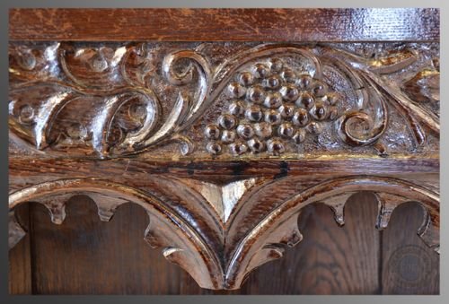 fig 2. Antique Open Bookcase Oak Library Cabinet Gothic Book Shelves c1850