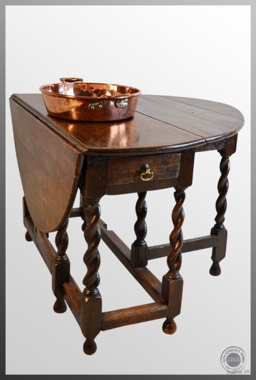 fig 2. Antique Gate Leg Oak Drop Leaf Oval English Georgian County Table c1750