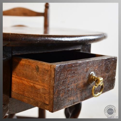 fig 3. Antique Gate Leg Oak Drop Leaf Oval English Georgian County Table c1750