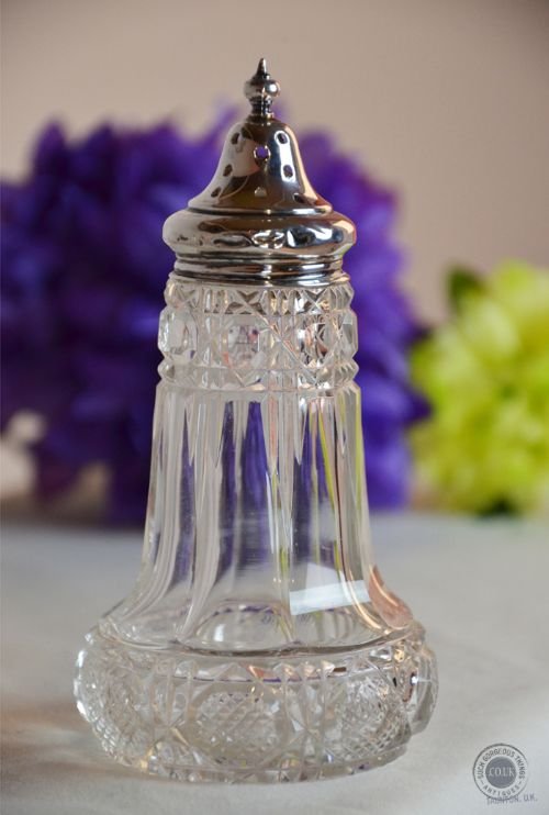 Antique Silver and Cut Glass English Georgian Shaker Chester, England Dated 1738