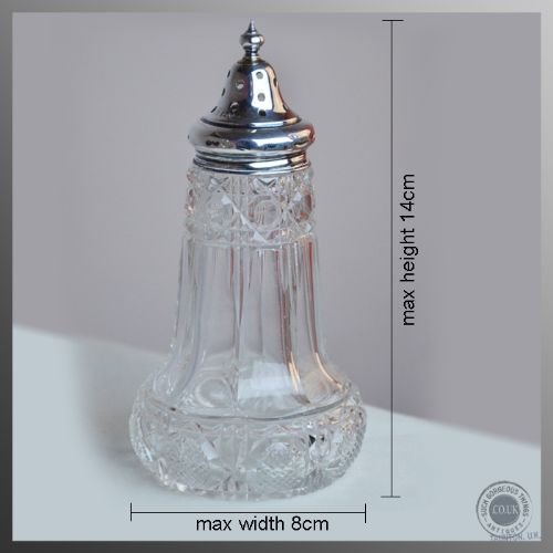 fig 1. Antique Silver and Cut Glass English Georgian Shaker Chester, England dated 1738