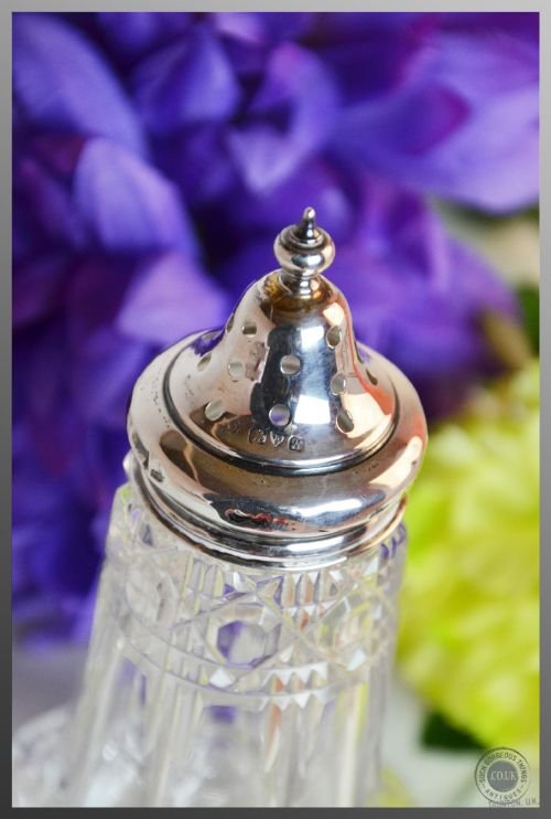 fig 2. Antique Silver and Cut Glass English Georgian Shaker Chester, England dated 1738