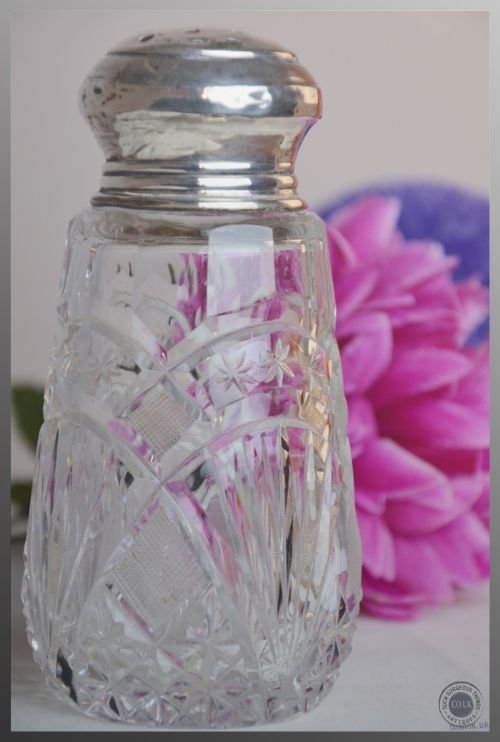 Vintage Silver and Cut Glass English Shaker London, England Dated 1929