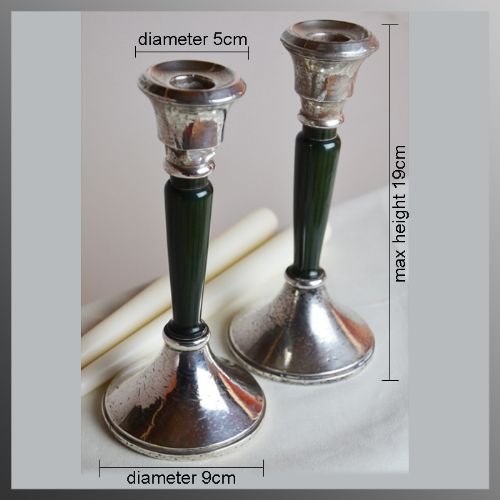 fig 1. Vintage Pair of Silver Candle Sticks Birmingham England by J W Tiptaft 1925