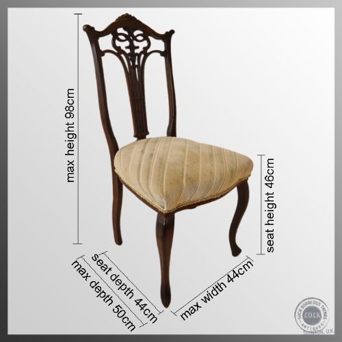 fig 1. Antique Set 4 Upholstered Dining Chairs Cabriole Leg Late Victorian c1900