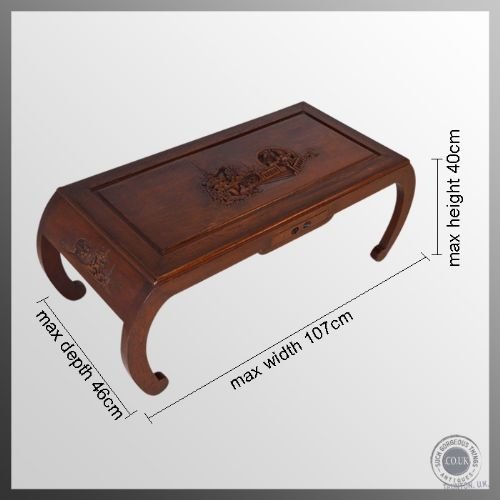fig 1. Antique Hardwood Coffee Low Occasional Oriental Tea Table Carved c1900