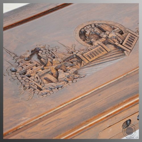 fig 3. Antique Hardwood Coffee Low Occasional Oriental Tea Table Carved c1900