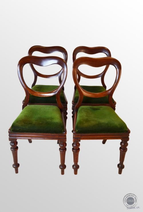 Antique Dining Chairs Set of Four 4 Buckle Balloon Back Regency Mahogany C1830