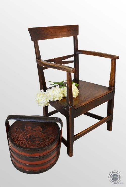 Antique Regency English Armchair Elm & Ash Country Chair C1820