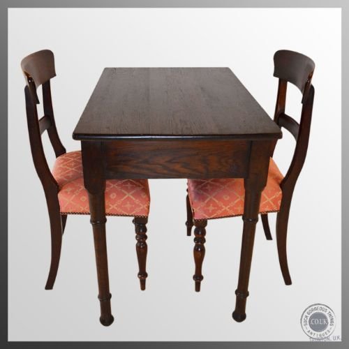 fig 2. Antique Oak English Kitchen Dining Table Writing Desk George V c1920
