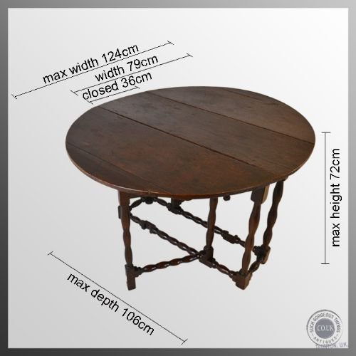 fig 1. Antique Gate Leg Oak Drop Leaf Oval English Georgian Country Table c1780