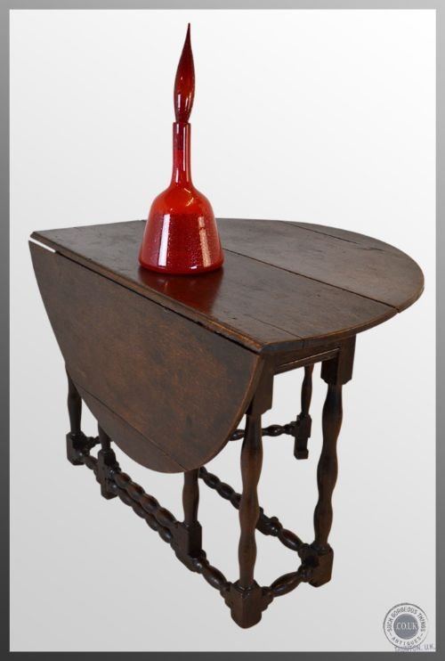 fig 2. Antique Gate Leg Oak Drop Leaf Oval English Georgian Country Table c1780