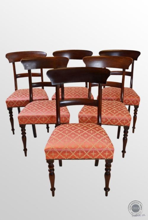 Antique Dining Chairs Set of Six 6 Regency Turned Leg Mahogany C1820