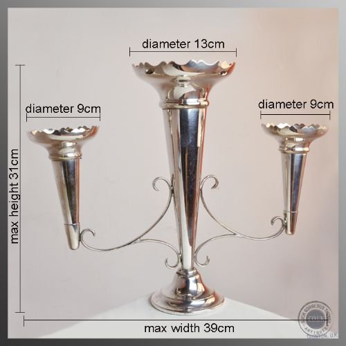 fig 1. Candelabra Epergne Silver Plated Triple Candle Sticks Superb Condition c1880