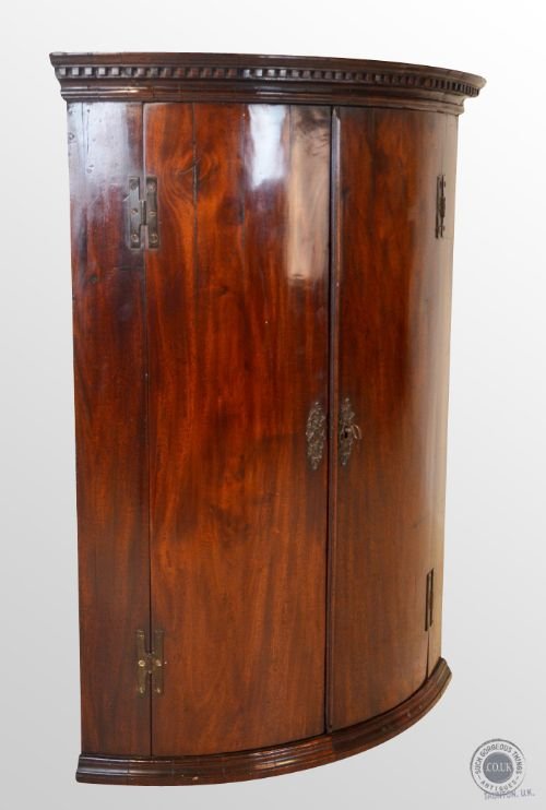 Antique Bow Fronted Corner Cupboard Cabinet English Georgian C1770