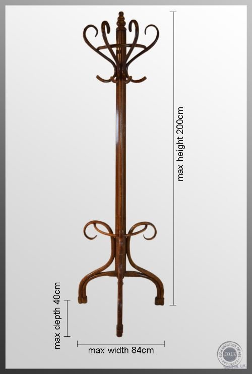 fig 1. Antique Hall Hat & Stick Stand Coat Rack Cloak Hook Umbrella Bentwood c1920