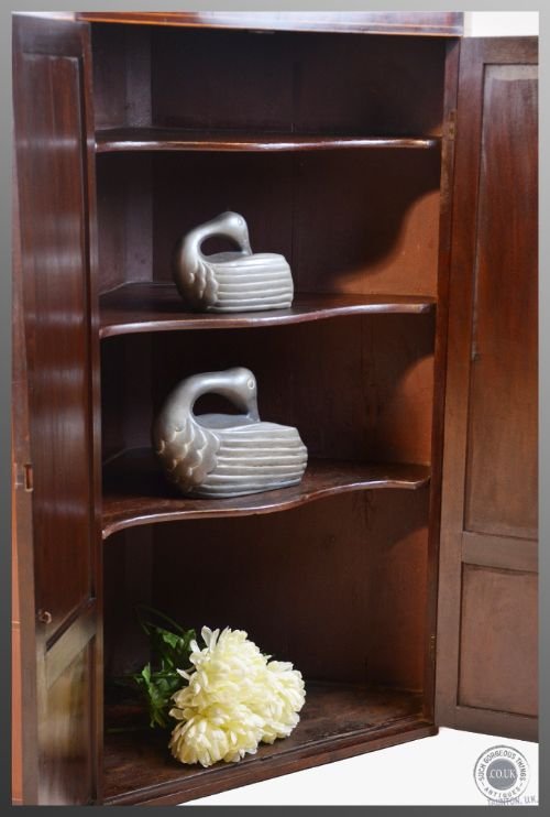 fig 2. Antique Inlaid Corner Cupboard Cabinet English Edwardian Mahogany c1910