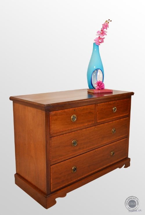 Antique Chest Drawers Fine Inlay English Edwardian Mahogany C1910