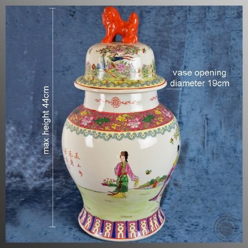 fig 1. Antique Chinese Porcelain China Vase Urn Oriental Famille Rose Jar c1900