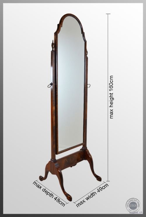 fig 1. Antique Victorian Cheval Mirror English Dressing Tall Floor Looking Glass c1900