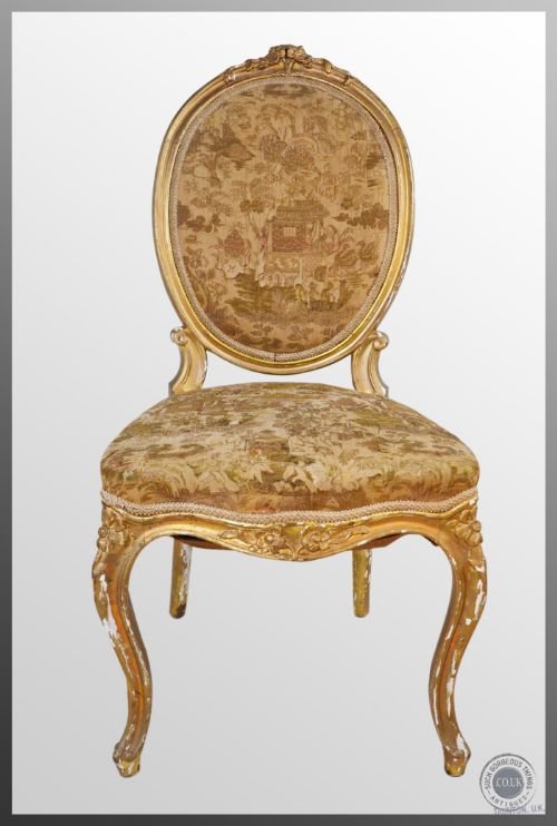 fig 2. Antique French Gilt Frame Chair Upholstered c1850