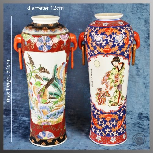 fig 1. Pair of Chinese Porcelain China Antique Oriental Vases Art Deco Period c1930