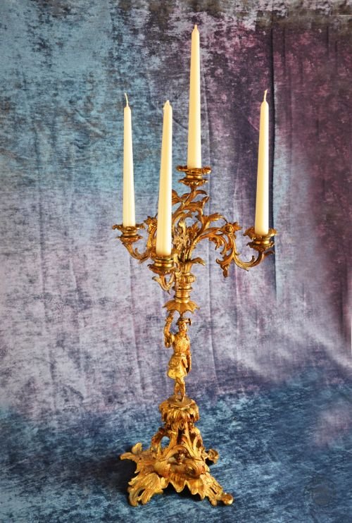 Antique Candelabra Four Candle Table Centre Piece Flemish Gilt Metal C1870