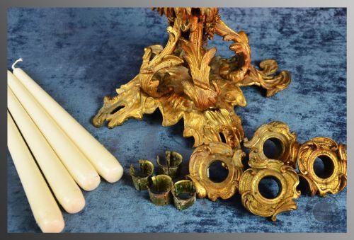 fig 2. Antique Candelabra Four Candle Table Centre Piece Flemish Gilt Metal c1870