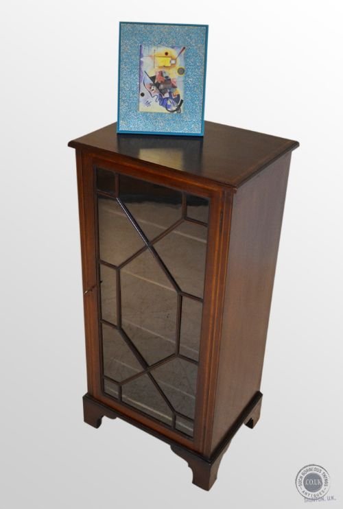Antique Bookcase Library Display Cabinet Astragal Glazed Inlaid English C1910
