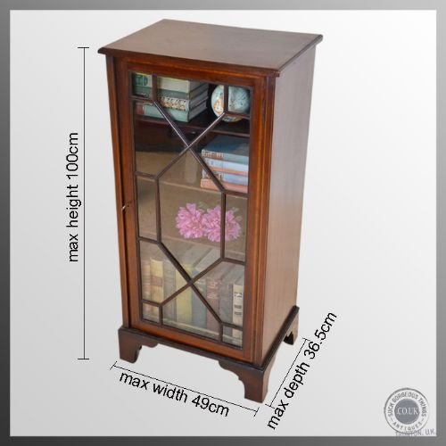 fig 1. Antique Bookcase Library Display Cabinet Astragal Glazed Inlaid English c1910