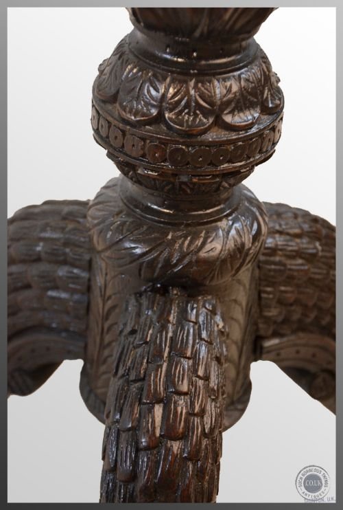 fig 2. Antique Carved Wine Lamp Side Occasional Table Late Victorian c1900