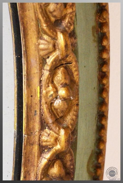 fig 2. Antique Wall Mirror Oval Looking Glass Gilt Gesso English Regency c1820