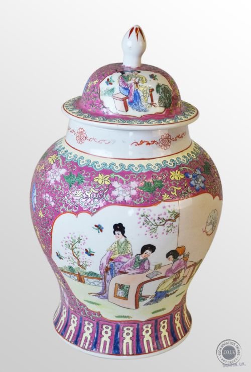 Antique Chinese Porcelain China Vase Urn Oriental Famille Rose Jar C1900