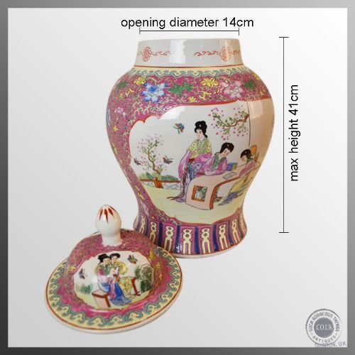 fig 1. Antique Chinese Porcelain China Vase Urn Oriental Famille Rose Jar c1900