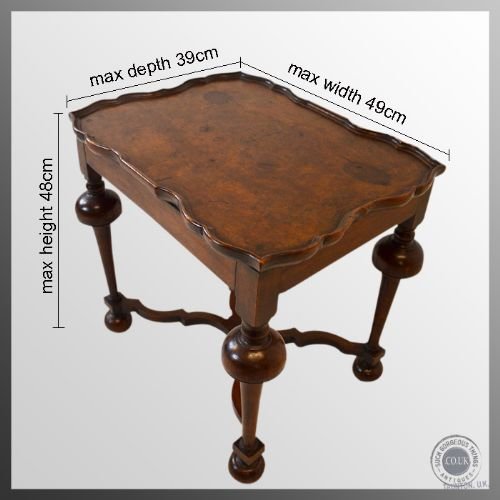 fig 1. Antique Burr Walnut Occasional Side Lamp Small Table c1900