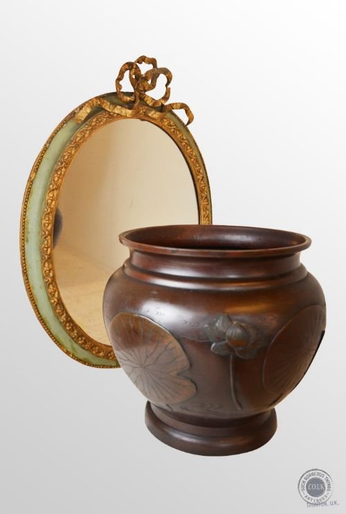 Antique Art Nouveau Bronze Baluster Vase Jardiniere Pot C1900