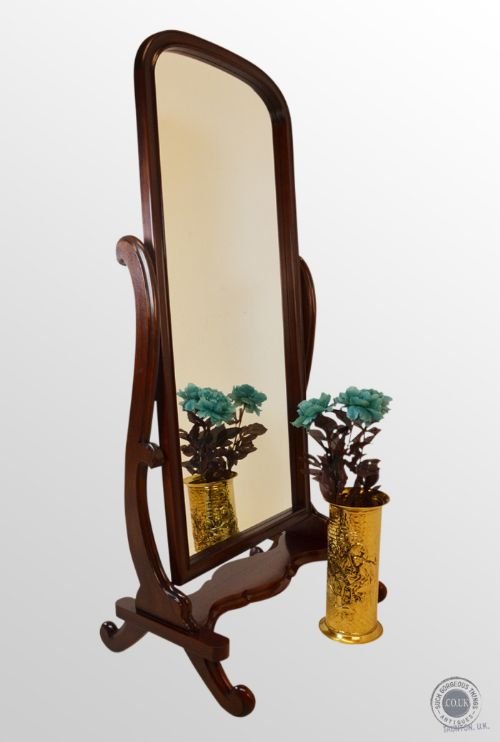 Antique Large Cheval Mirror English Dressing Standing Floor Looking Glass C1900