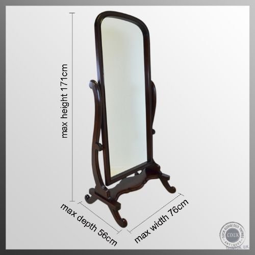 fig 1. Antique Large Cheval Mirror English Dressing Standing Floor Looking Glass c1900