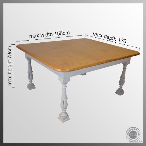 fig 1. Antique Pine Large Kitchen Dining Table 6 - 8 Seater Superb Condition
