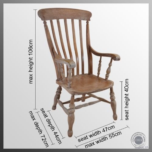 fig 1. Antique Windsor Lath Back Chair Victorian Country Elm Stick Armchair c1860