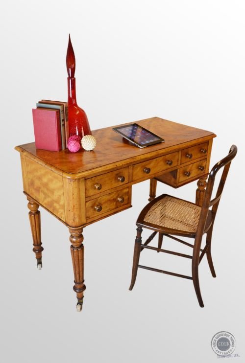Antique Regency Writing Table Blonde English Desk Bleached Mahogany C1830