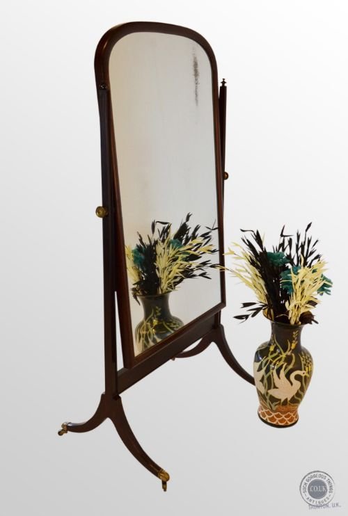 Antique Georgian Large Cheval Mirror English Dressing Floor Looking Glass C1800