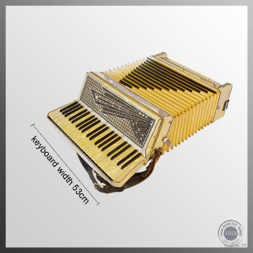 fig 1. Vintage Soprani Settimo Cardinal Accordion 120 Stradella Base & Case c1940