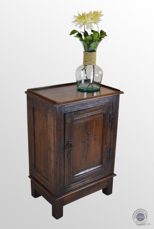 Antique Compact Cabinet Floor Pot Bedside Country Cupboard Oak & Walnut C1800